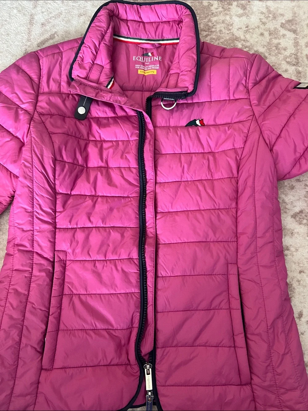 Equiline Women's Fuchsia Quilted Puffer Jacket